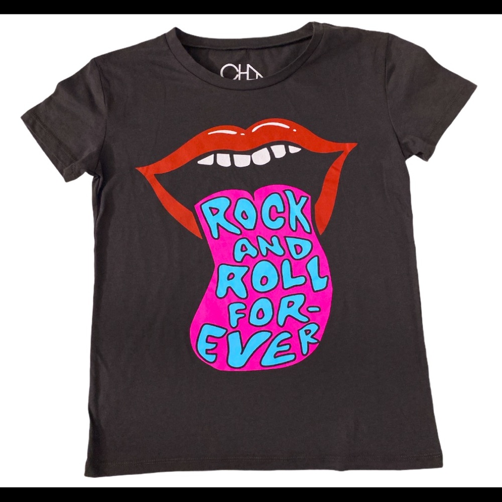 Chaser Women’s T-shirt Rock and Roll Forever Black NWT XS